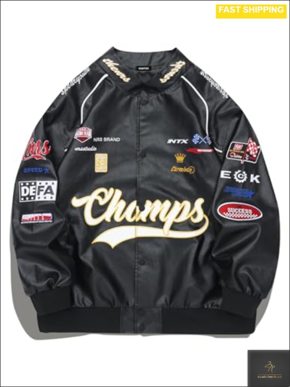 Faux Leather Motocross Racing Varsity Bomber Jacket Oversized Streetwear Men